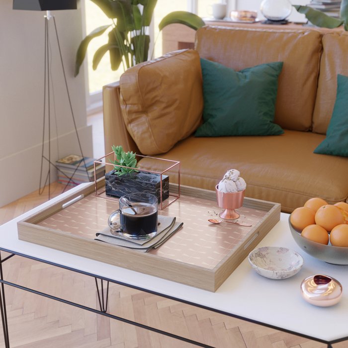 Dragonfly Pattern VI Neutral Rose Serving Tray Gallery Image 2