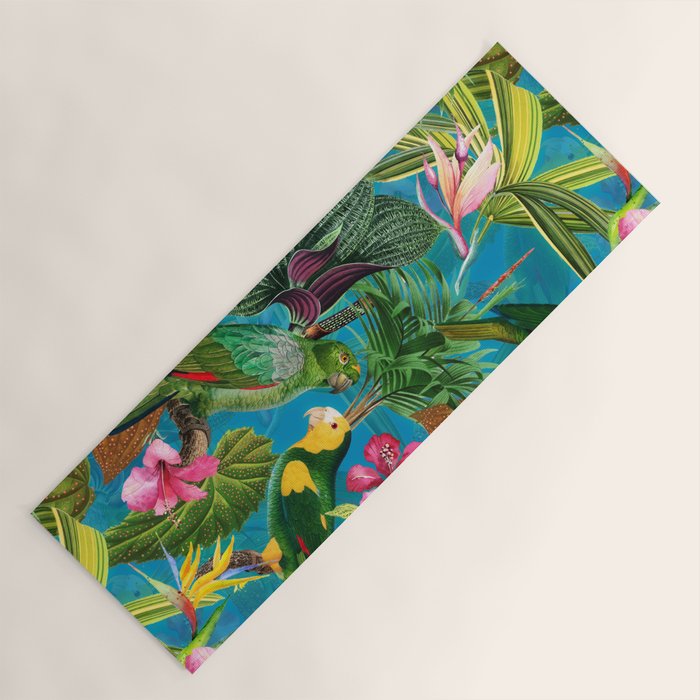 Vintage & Shabby Chic - Hot Exotic Tropical Birds Jungle Yoga Mat Gallery Image 1