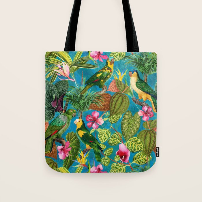 Vintage & Shabby Chic - Hot Exotic Tropical Birds Jungle Tote Bag Gallery Image 1