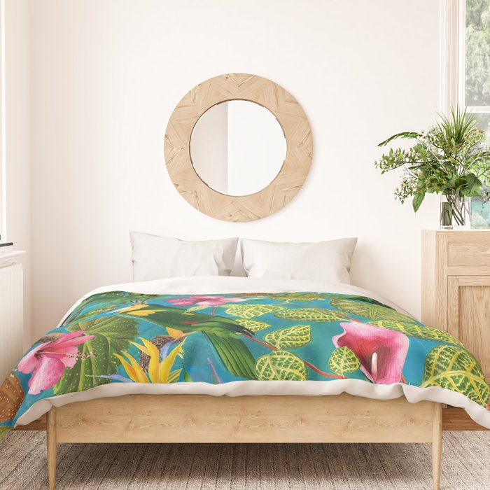Vintage & Shabby Chic - Hot Exotic Tropical Birds Jungle Duvet Cover Gallery Image 3