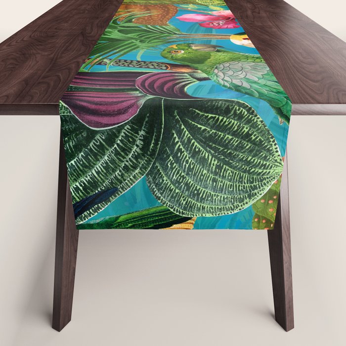 Vintage & Shabby Chic - Hot Exotic Tropical Birds Jungle Table Runner