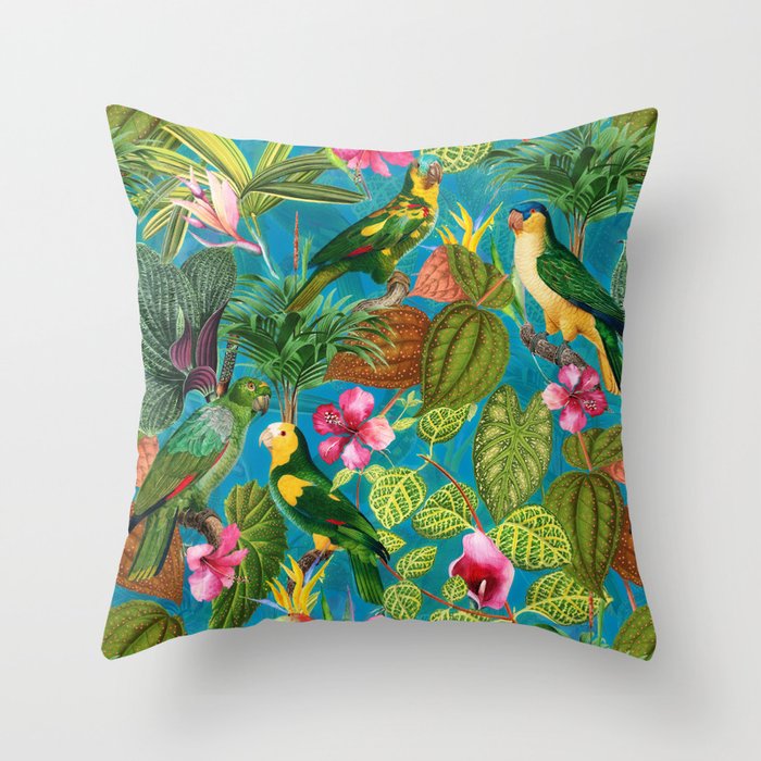 Vintage & Shabby Chic - Hot Exotic Tropical Birds Jungle Throw Pillow Gallery Image 6