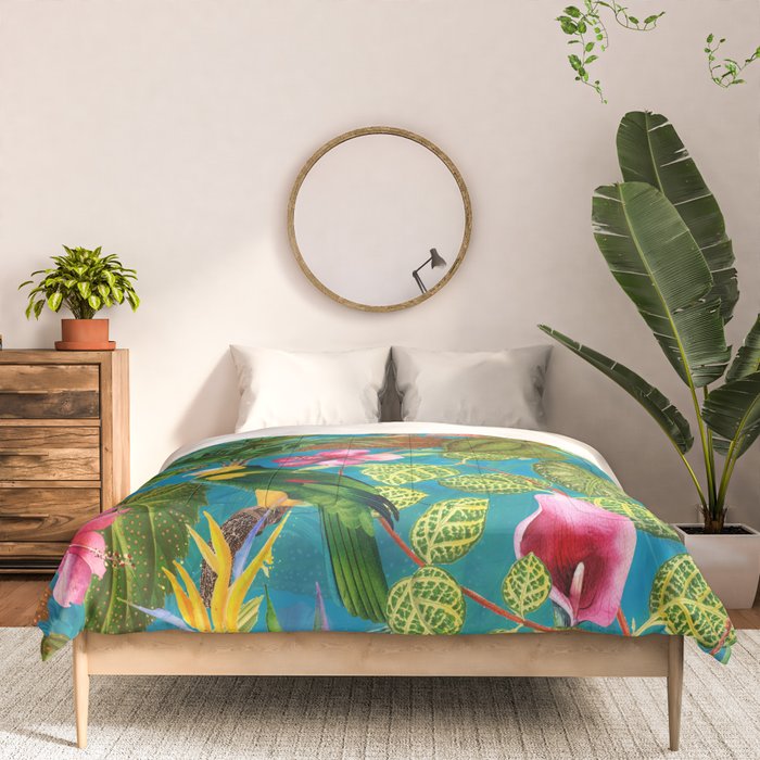 Vintage & Shabby Chic - Hot Exotic Tropical Birds Jungle Comforter Gallery Image 3
