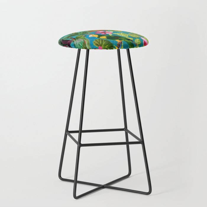 Vintage & Shabby Chic - Hot Exotic Tropical Birds Jungle Stool Gallery Image 1