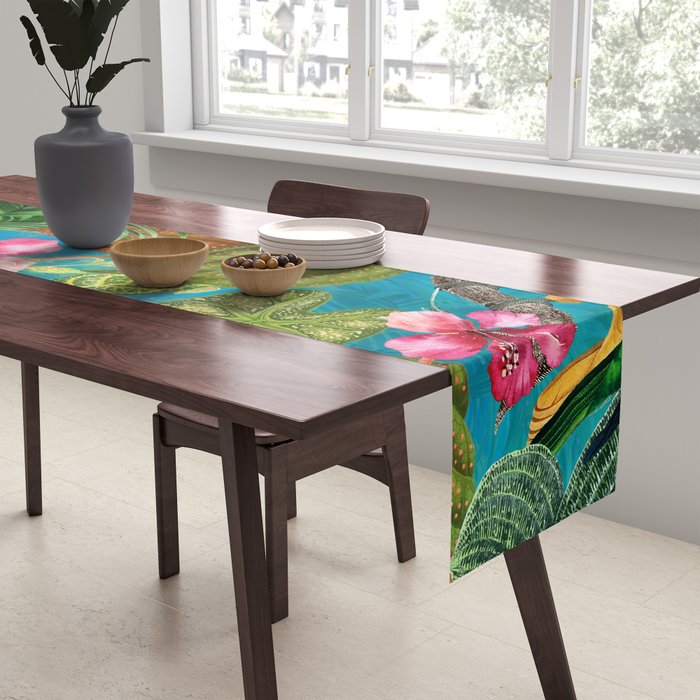 Vintage & Shabby Chic - Hot Exotic Tropical Birds Jungle Table Runner Gallery Image 2