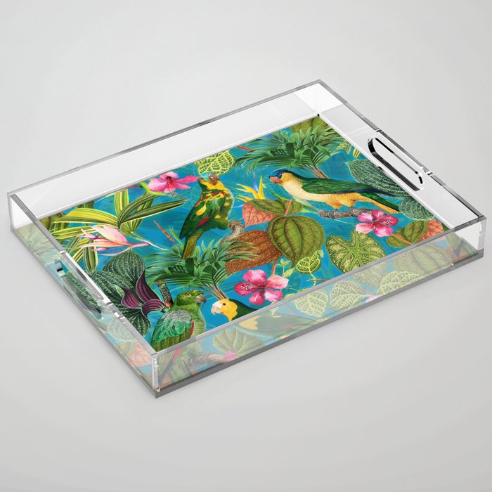 Vintage & Shabby Chic - Hot Exotic Tropical Birds Jungle Acrylic Tray Gallery Image 1