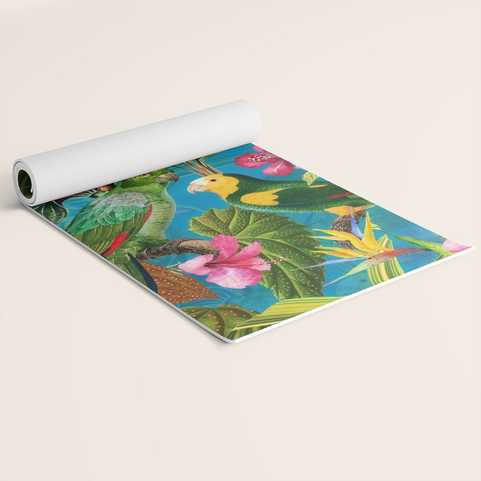 Vintage & Shabby Chic - Hot Exotic Tropical Birds Jungle Yoga Mat Gallery Image 2