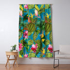 Vintage & Shabby Chic - Hot Exotic Tropical Birds Jungle Window Curtain Gallery Image 5