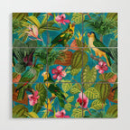 Vintage & Shabby Chic - Hot Exotic Tropical Birds Jungle Wood Wall Art Gallery Image 1