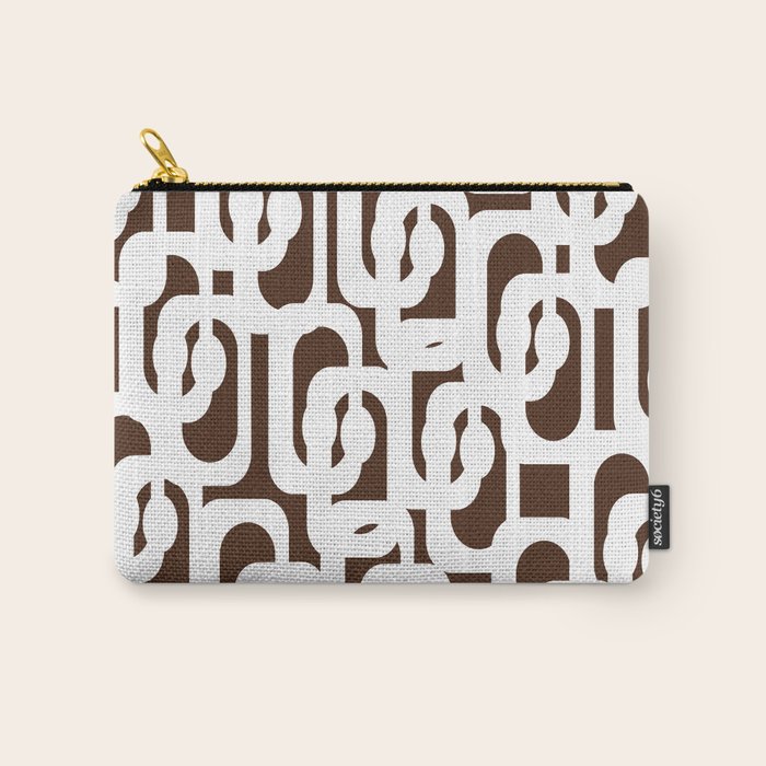 Mid Century Modern Loops Brown and White Retro Contemporary Pattern Carry All Pouch Gallery Image 1