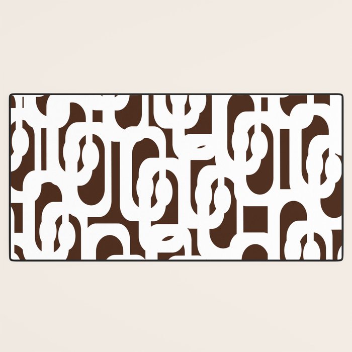 Mid Century Modern Loops Brown and White Retro Contemporary Pattern Desk Mat Gallery Image 3