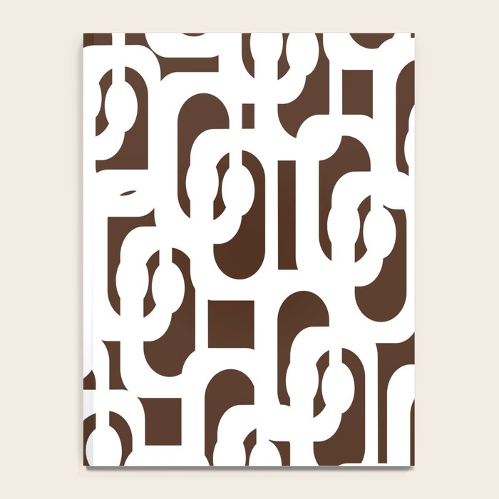Mid Century Modern Loops Brown and White Retro Contemporary Pattern Notebook Gallery Image 4