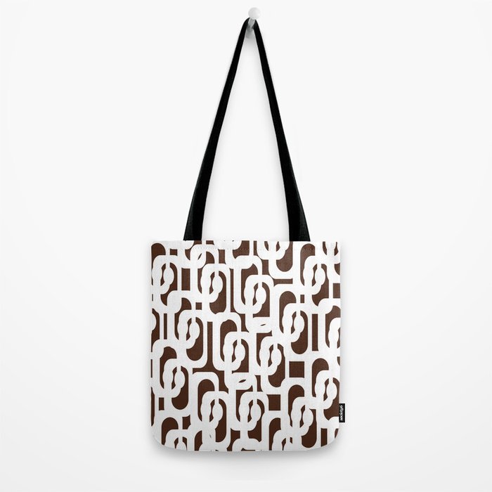Mid Century Modern Loops Brown and White Retro Contemporary Pattern Tote Bag Gallery Image 2