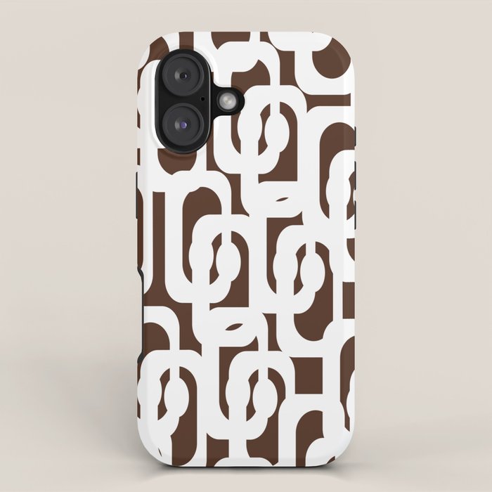 Mid Century Modern Loops Brown and White Retro Contemporary Pattern iPhone Case Gallery Image 1