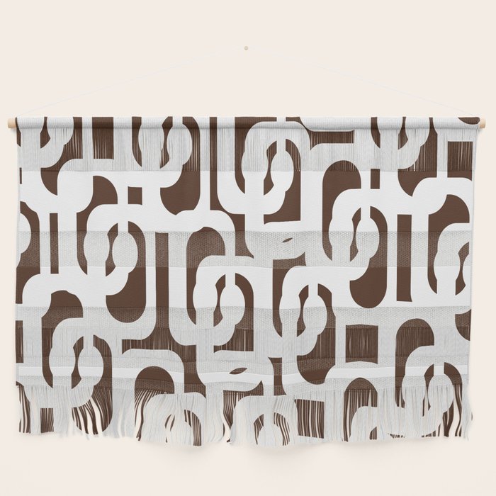 Mid Century Modern Loops Brown and White Retro Contemporary Pattern Wall Hanging Gallery Image 1