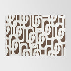 Mid Century Modern Loops Brown and White Retro Contemporary Pattern Rug Gallery Image 2
