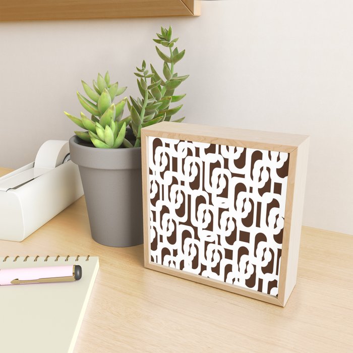 Mid Century Modern Loops Brown and White Retro Contemporary Pattern Mini Art Print Gallery Image 2