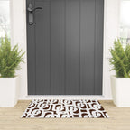 Mid Century Modern Loops Brown and White Retro Contemporary Pattern Welcome Mat Gallery Image 3
