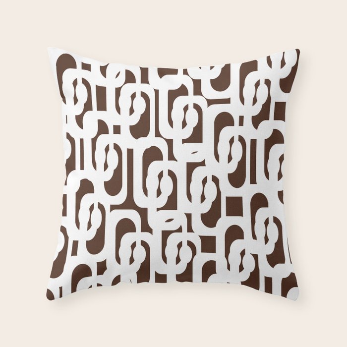 Mid Century Modern Loops Brown and White Retro Contemporary Pattern Throw Pillow Gallery Image 6