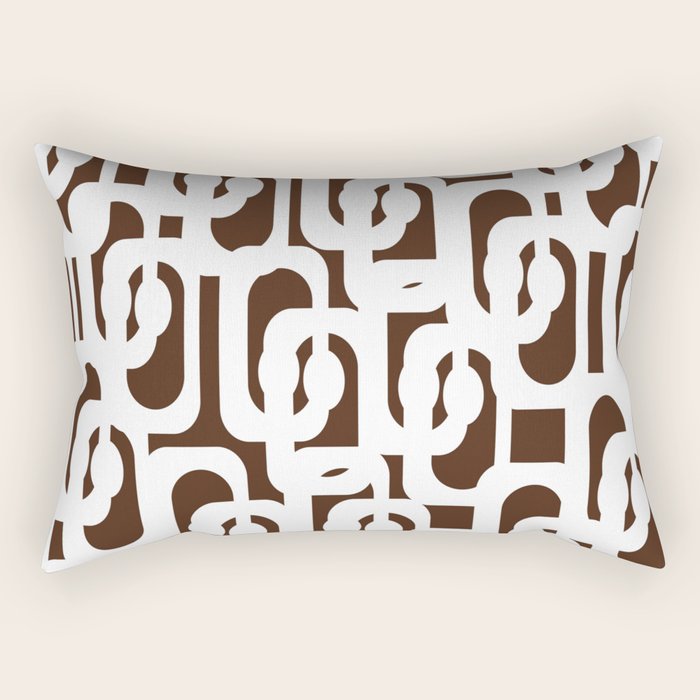 Mid Century Modern Loops Brown and White Retro Contemporary Pattern Rectangular Pillow Gallery Image 1