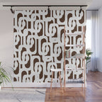 Mid Century Modern Loops Brown and White Retro Contemporary Pattern Wall Mural Gallery Image 1