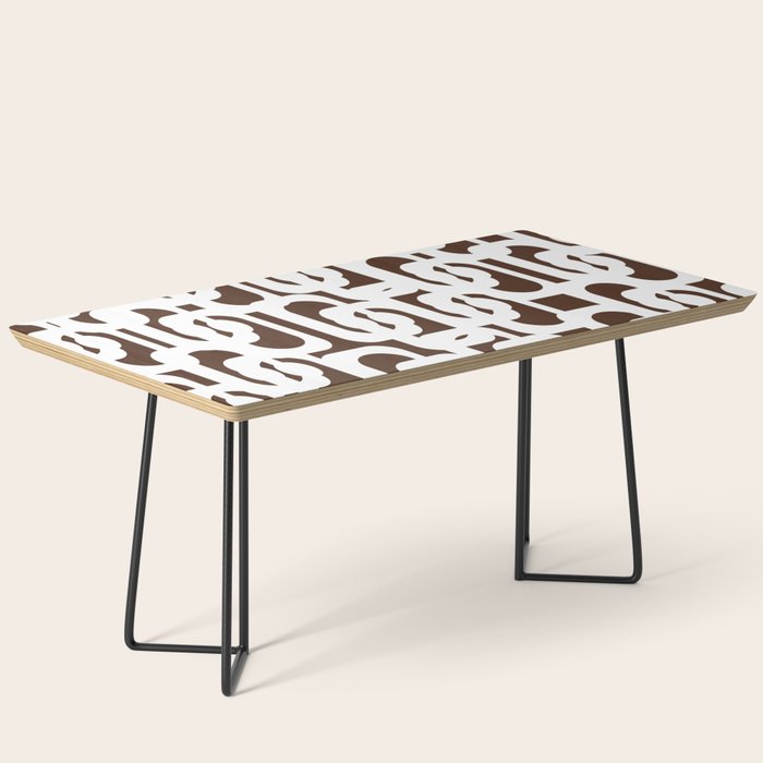 Mid Century Modern Loops Brown and White Retro Contemporary Pattern Coffee Table Gallery Image 1