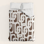 Mid Century Modern Loops Brown and White Retro Contemporary Pattern Comforter Gallery Image 6