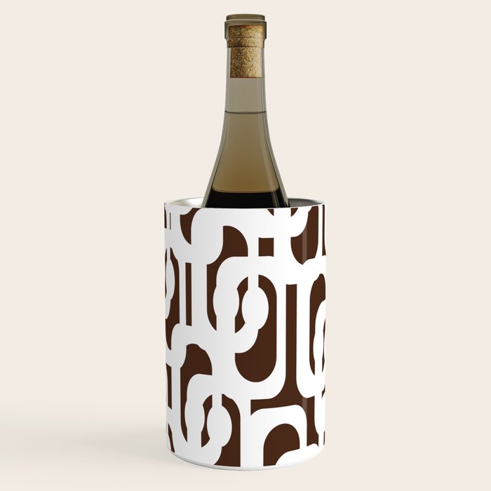 Mid Century Modern Loops Brown and White Retro Contemporary Pattern Wine Chiller Gallery Image 2
