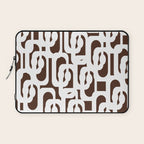 Mid Century Modern Loops Brown and White Retro Contemporary Pattern Laptop Sleeve Gallery Image 1