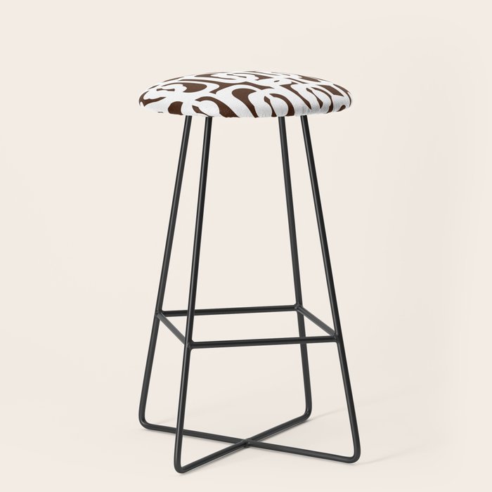 Mid Century Modern Loops Brown and White Retro Contemporary Pattern Stool Gallery Image 1
