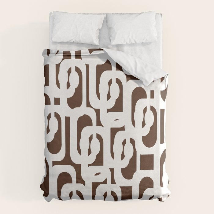 Mid Century Modern Loops Brown and White Retro Contemporary Pattern Duvet Cover Gallery Image 6
