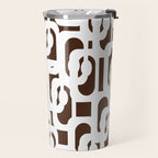 Mid Century Modern Loops Brown and White Retro Contemporary Pattern Travel Mug Gallery Image 2