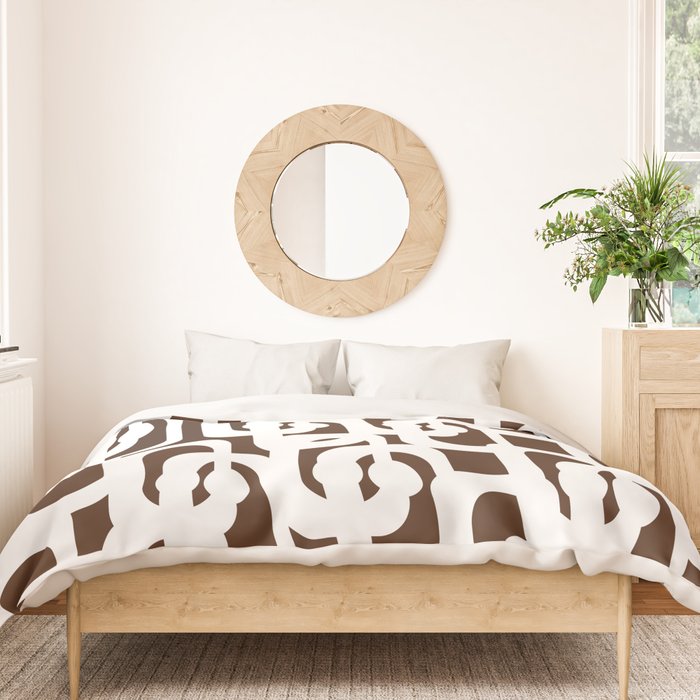 Mid Century Modern Loops Brown and White Retro Contemporary Pattern Duvet Cover Gallery Image 3