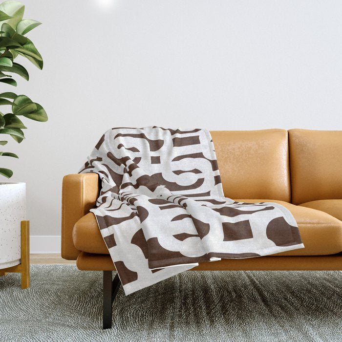Mid Century Modern Loops Brown and White Retro Contemporary Pattern Throw Blanket Gallery Image 1