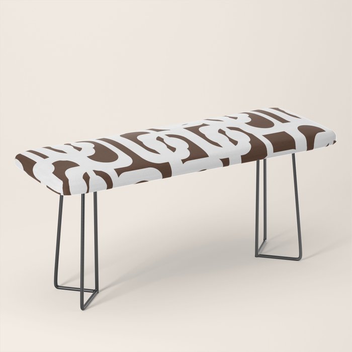 Mid Century Modern Loops Brown and White Retro Contemporary Pattern Bench Gallery Image 1
