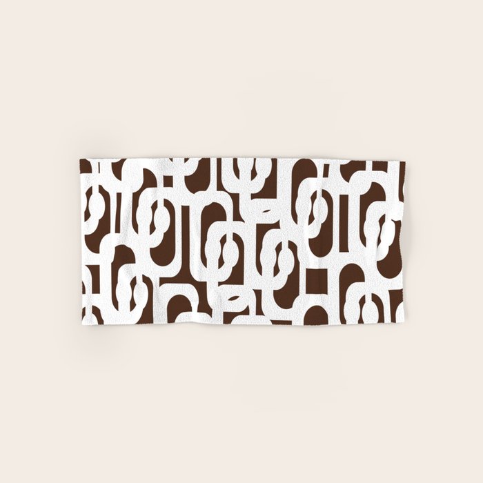 Mid Century Modern Loops Brown and White Retro Contemporary Pattern Bath Towel Gallery Image 1