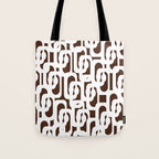Mid Century Modern Loops Brown and White Retro Contemporary Pattern Tote Bag Gallery Image 1