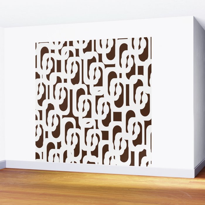 Mid Century Modern Loops Brown and White Retro Contemporary Pattern Wall Mural Gallery Image 2