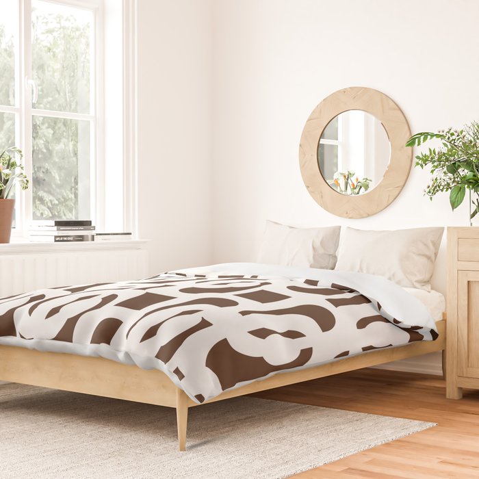 Mid Century Modern Loops Brown and White Retro Contemporary Pattern Duvet Cover Gallery Image 2