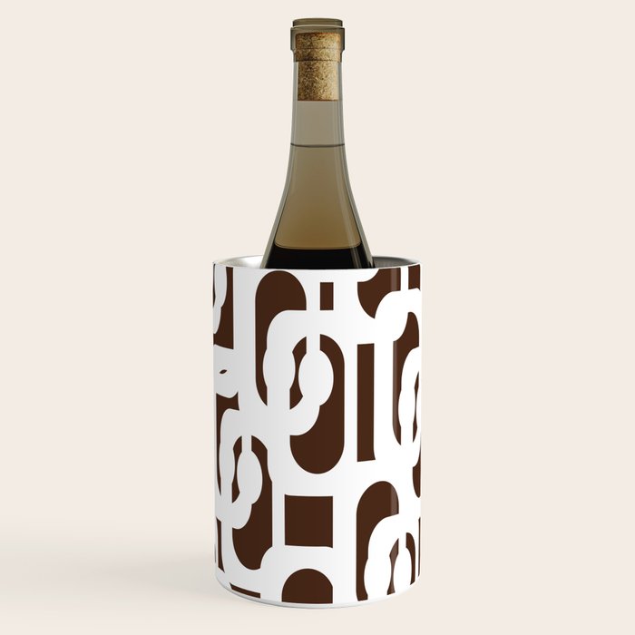 Mid Century Modern Loops Brown and White Retro Contemporary Pattern Wine Chiller Gallery Image 3