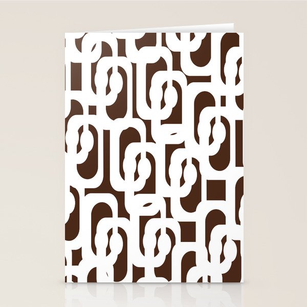 Mid Century Modern Loops Brown and White Retro Contemporary Pattern Stationery Card Gallery Image 2