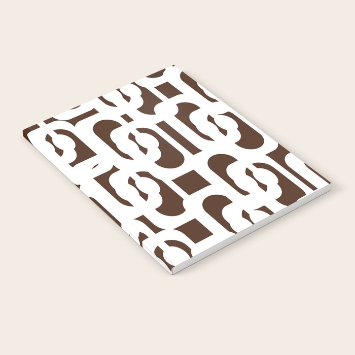 Mid Century Modern Loops Brown and White Retro Contemporary Pattern Notebook Gallery Image 1