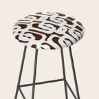 Mid Century Modern Loops Brown and White Retro Contemporary Pattern Stool Gallery Image 2