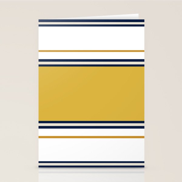 Wide and Thin Stripes Color Block Pattern in Mustard Yellow, Navy Blue, Ivory, and White Stationery Card Gallery Image 2