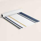 Wide and Thin Stripes Color Block Pattern in Mustard Yellow, Navy Blue, Ivory, and White Yoga Mat Gallery Image 2