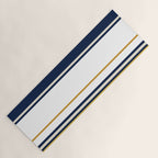 Wide and Thin Stripes Color Block Pattern in Mustard Yellow, Navy Blue, Ivory, and White Yoga Mat Gallery Image 1