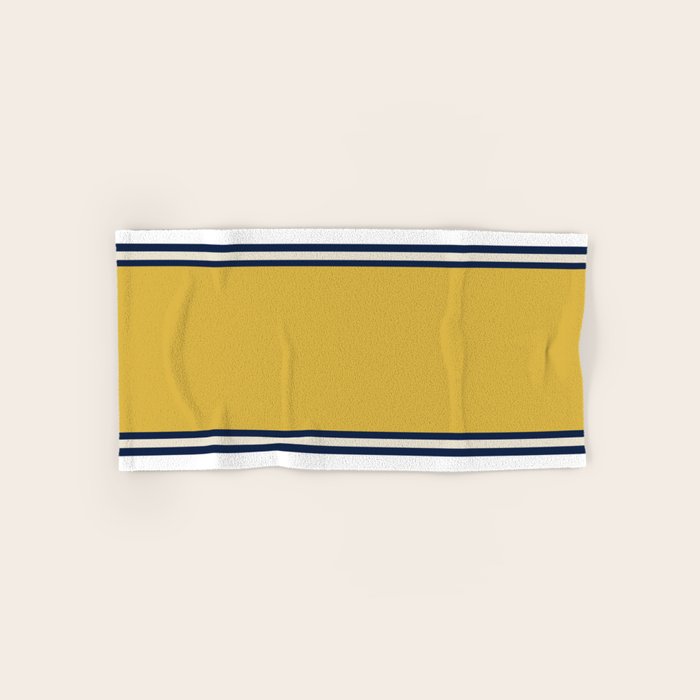 Wide and Thin Stripes Color Block Pattern in Mustard Yellow, Navy Blue, Ivory, and White Towels Gallery Image 1