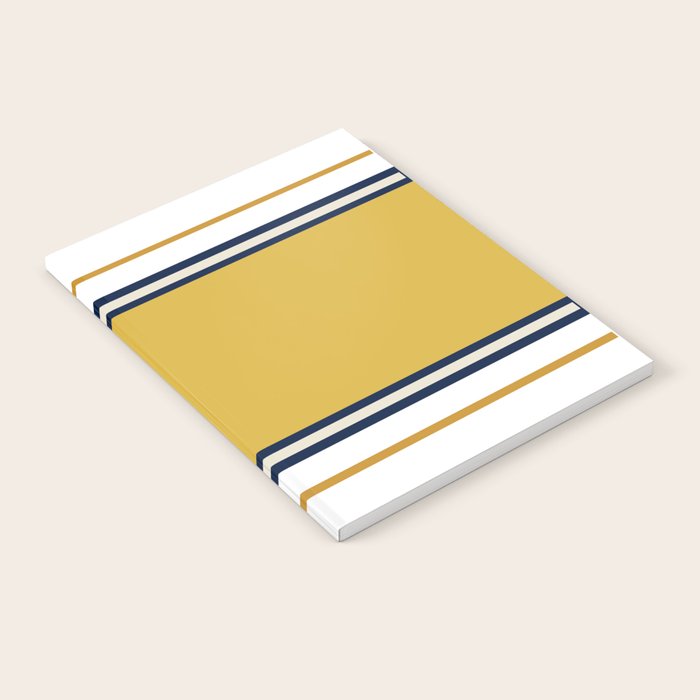 Wide and Thin Stripes Color Block Pattern in Mustard Yellow, Navy Blue, Ivory, and White Notebook Gallery Image 2
