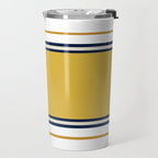 Wide and Thin Stripes Color Block Pattern in Mustard Yellow, Navy Blue, Ivory, and White Travel Mug Gallery Image 2