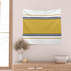 Wide and Thin Stripes Color Block Pattern in Mustard Yellow, Navy Blue, Ivory, and White Wall Tapestry Gallery Image 2